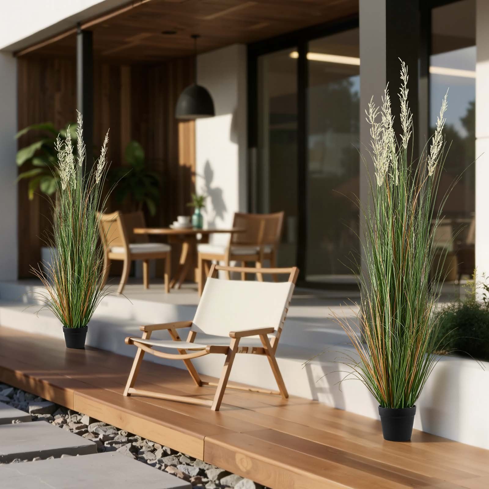 Artificial Grass Plant, 2 Pack 1499mm Faux Reed Flower Grass in Pot, Premium PVC Fake Greenery Shrubs Plant V952-DPKLWHLS59IND2ABK001V0