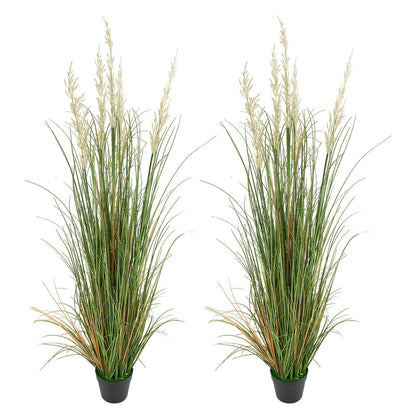 Artificial Grass Plant, 2 Pack 1499mm Faux Reed Flower Grass in Pot, Premium PVC Fake Greenery Shrubs Plant V952-DPKLWHLS59IND2ABK001V0