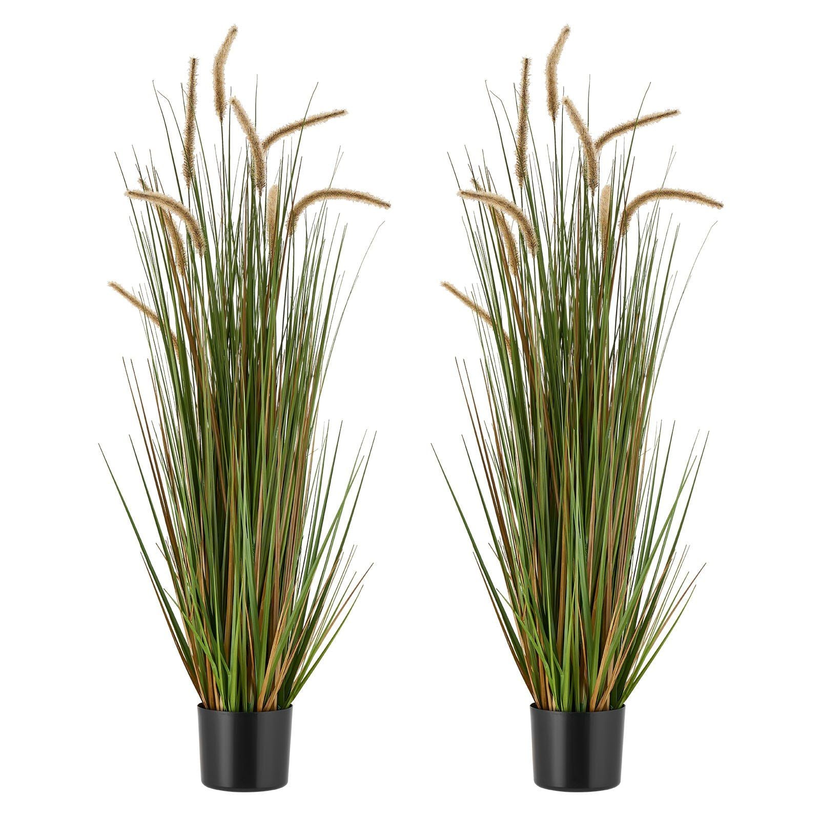 Artificial Grass Plant, 2 Pack 1194mm Horsetail Reed Grass in Pot, Premium PVC Faux Fake Greenery Shrubs V952-DPKMWCLS47INQSMT0001V0