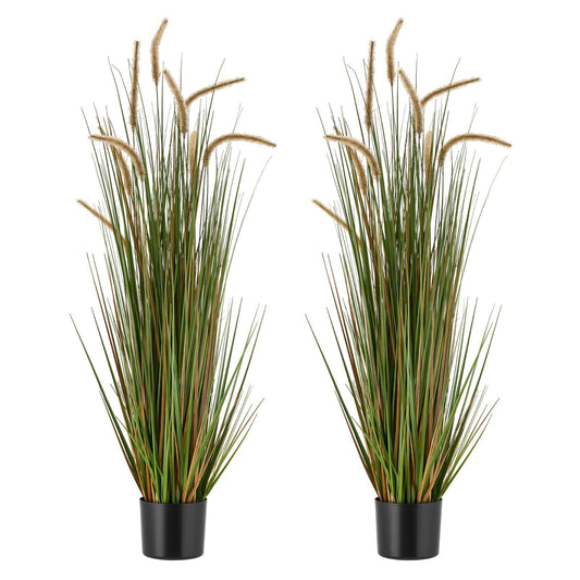 Artificial Grass Plant, 2 Pack 1194mm Horsetail Reed Grass in Pot, Premium PVC Faux Fake Greenery Shrubs V952-DPKMWCLS47INQSMT0001V0