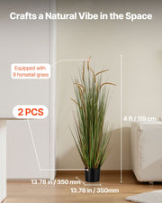 Artificial Grass Plant, 2 Pack 1194mm Horsetail Reed Grass in Pot, Premium PVC Faux Fake Greenery Shrubs V952-DPKMWCLS47INQSMT0001V0