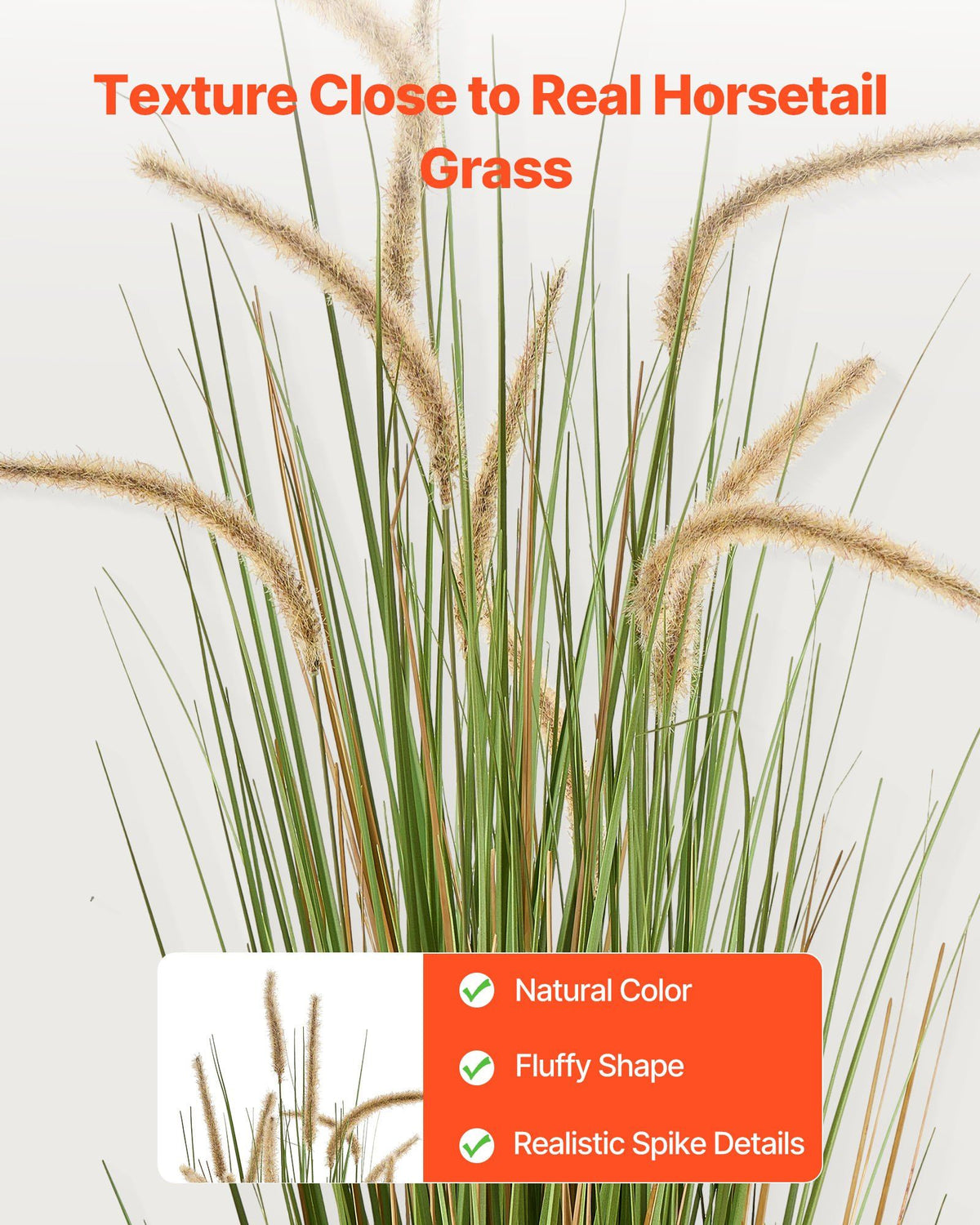 Artificial Grass Plant, 2 Pack 1194mm Horsetail Reed Grass in Pot, Premium PVC Faux Fake Greenery Shrubs V952-DPKMWCLS47INQSMT0001V0