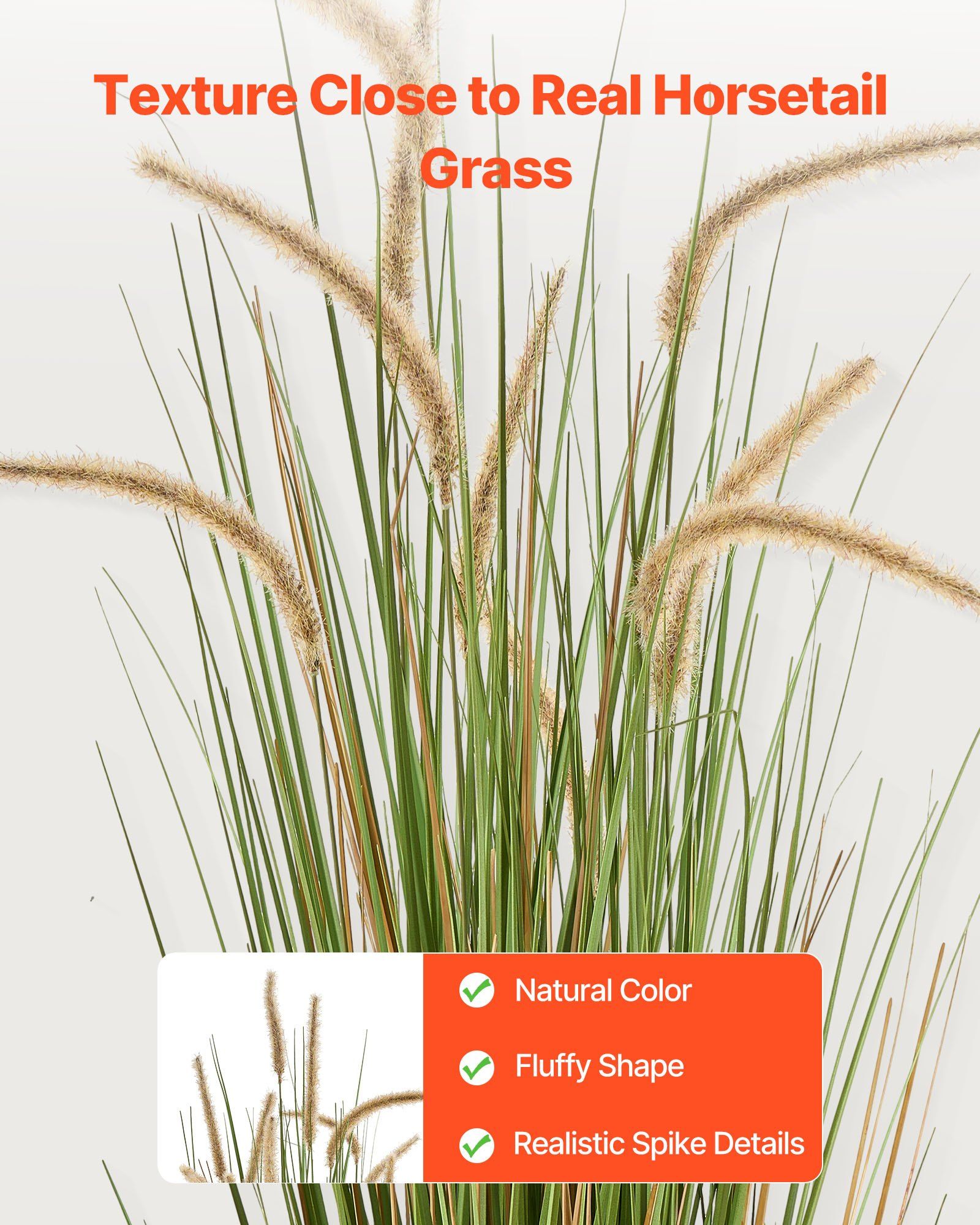 Artificial Grass Plant, 2 Pack 1194mm Horsetail Reed Grass in Pot, Premium PVC Faux Fake Greenery Shrubs V952-DPKMWCLS47INQSMT0001V0
