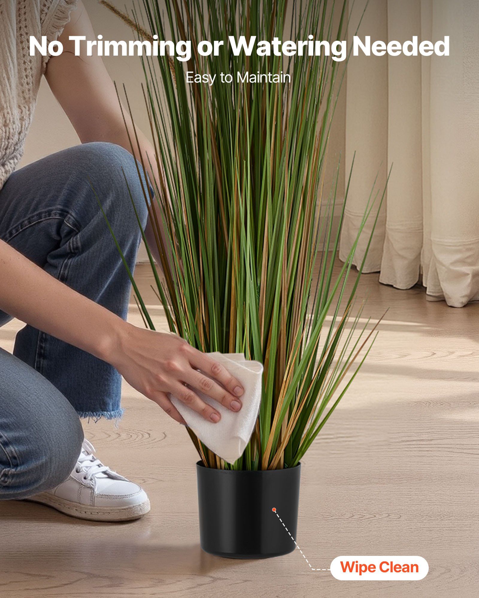 Artificial Grass Plant, 2 Pack 1194mm Horsetail Reed Grass in Pot, Premium PVC Faux Fake Greenery Shrubs V952-DPKMWCLS47INQSMT0001V0