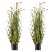 Artificial Grass Plant, 2 Pack 1194mm Horsetail Reed Grass in Pot, Premium PVC Faux Fake Greenery Shrubs V952-DPKMWCLS47INQSMT0001V0