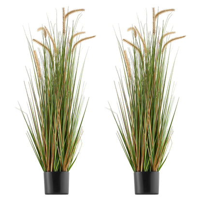 Artificial Grass Plant, 2 Pack 1194mm Horsetail Reed Grass in Pot, Premium PVC Faux Fake Greenery Shrubs V952-DPKMWCLS47INQSMT0001V0