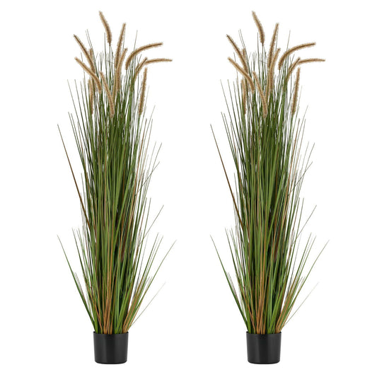Artificial Grass Plant, 2 Pack 1499mm Horsetail Reed Grass in Pot, Premium PVC Faux Fake Greenery Shrubs V952-DPKMWCLS59INN4HXO001V0