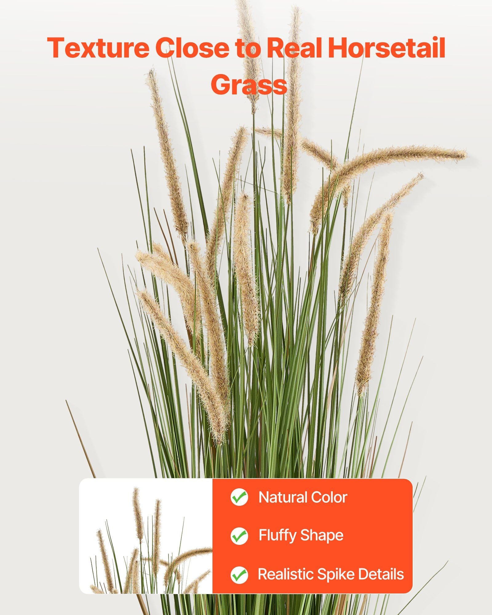 Artificial Grass Plant, 2 Pack 1499mm Horsetail Reed Grass in Pot, Premium PVC Faux Fake Greenery Shrubs V952-DPKMWCLS59INN4HXO001V0
