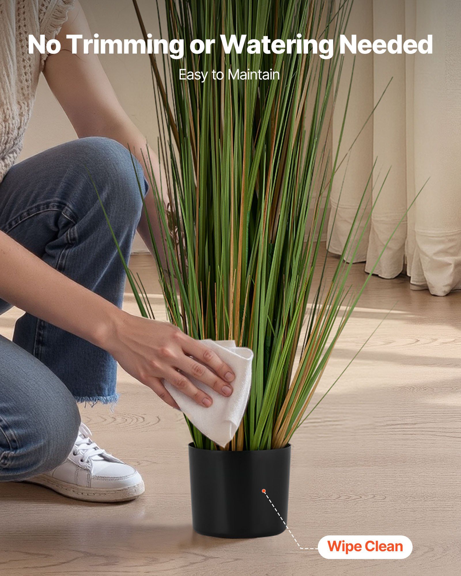Artificial Grass Plant, 2 Pack 1499mm Horsetail Reed Grass in Pot, Premium PVC Faux Fake Greenery Shrubs V952-DPKMWCLS59INN4HXO001V0