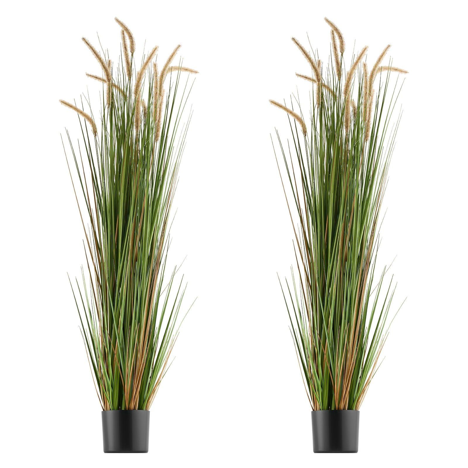 Artificial Grass Plant, 2 Pack 1499mm Horsetail Reed Grass in Pot, Premium PVC Faux Fake Greenery Shrubs V952-DPKMWCLS59INN4HXO001V0