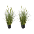 Artificial Grass Plant, 2 Pack 889mm Cattail Grass in Pot, Premium PVC Faux Fake Greenery Shrubs Plant for V952-DPKXPLWCLS35CCHPH001V0