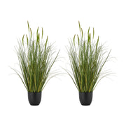 Artificial Grass Plant, 2 Pack 889mm Cattail Grass in Pot, Premium PVC Faux Fake Greenery Shrubs Plant for V952-DPKXPLWCLS35CCHPH001V0