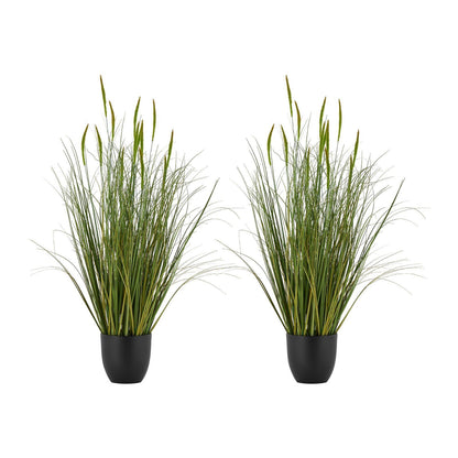 Artificial Grass Plant, 2 Pack 889mm Cattail Grass in Pot, Premium PVC Faux Fake Greenery Shrubs Plant for V952-DPKXPLWCLS35CCHPH001V0