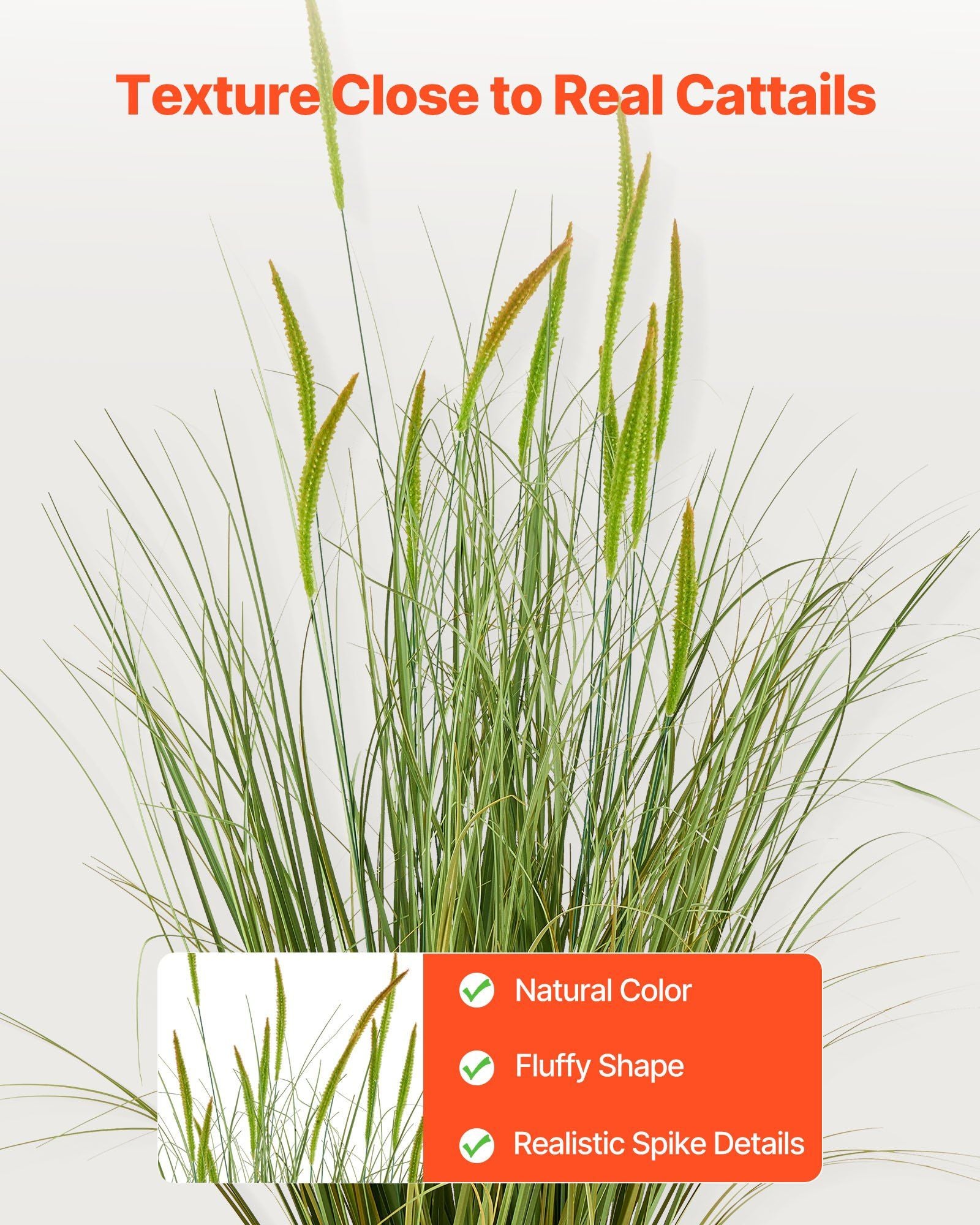 Artificial Grass Plant, 2 Pack 889mm Cattail Grass in Pot, Premium PVC Faux Fake Greenery Shrubs Plant for V952-DPKXPLWCLS35CCHPH001V0