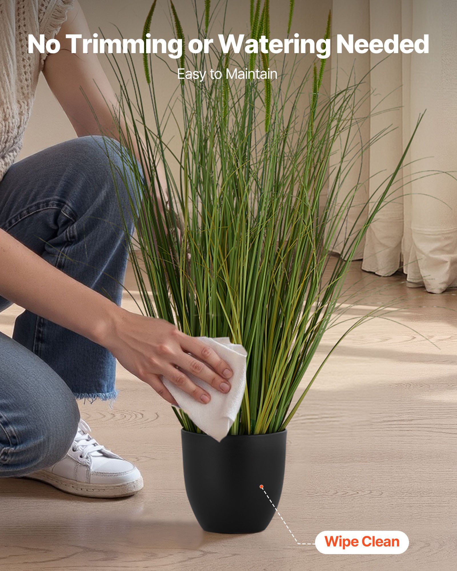 Artificial Grass Plant, 2 Pack 889mm Cattail Grass in Pot, Premium PVC Faux Fake Greenery Shrubs Plant for V952-DPKXPLWCLS35CCHPH001V0