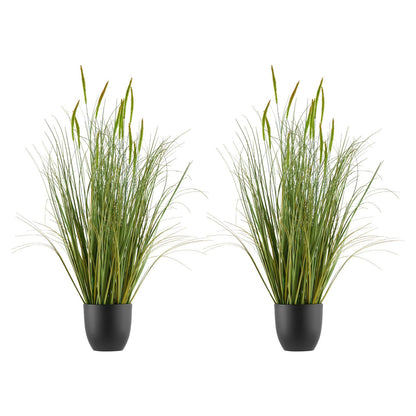 Artificial Grass Plant, 2 Pack 889mm Cattail Grass in Pot, Premium PVC Faux Fake Greenery Shrubs Plant for V952-DPKXPLWCLS35CCHPH001V0