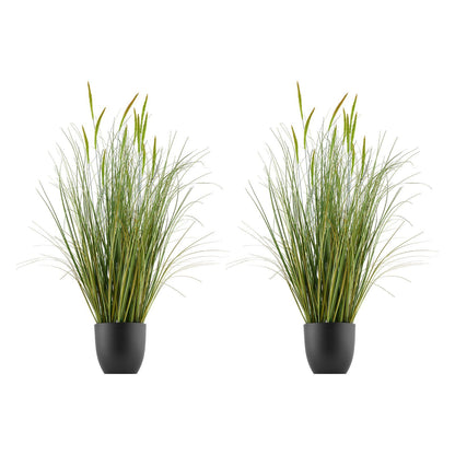 Artificial Grass Plant, 2 Pack 889mm Cattail Grass in Pot, Premium PVC Faux Fake Greenery Shrubs Plant for V952-DPKXPLWCLS35CCHPH001V0