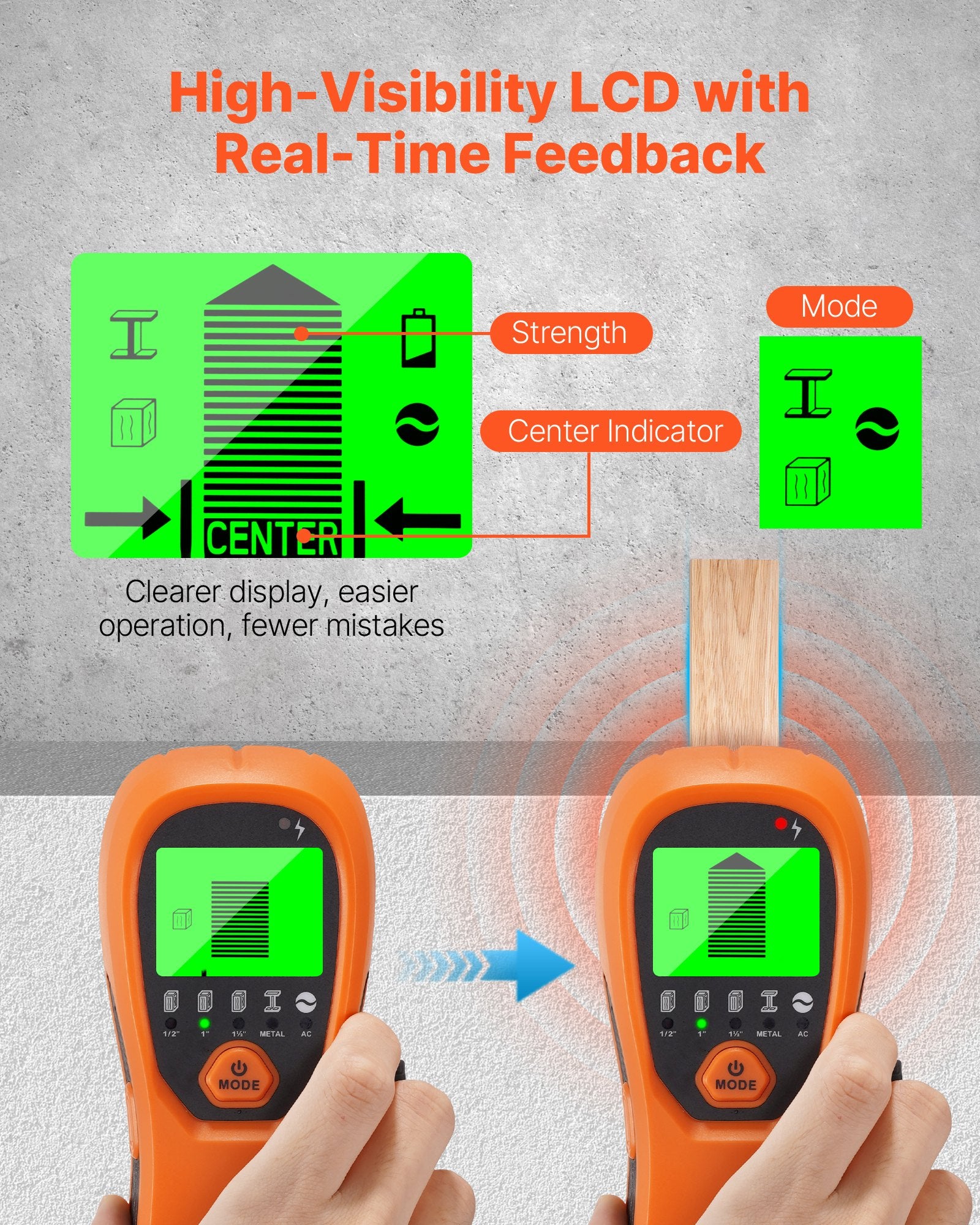 Stud Finder Wall Scanner, 5 in 1, Electronic Wall Stud Detector with Smart Sensor, High-Definition LCD V952-DPMTCQCS0000LG5VR001V9