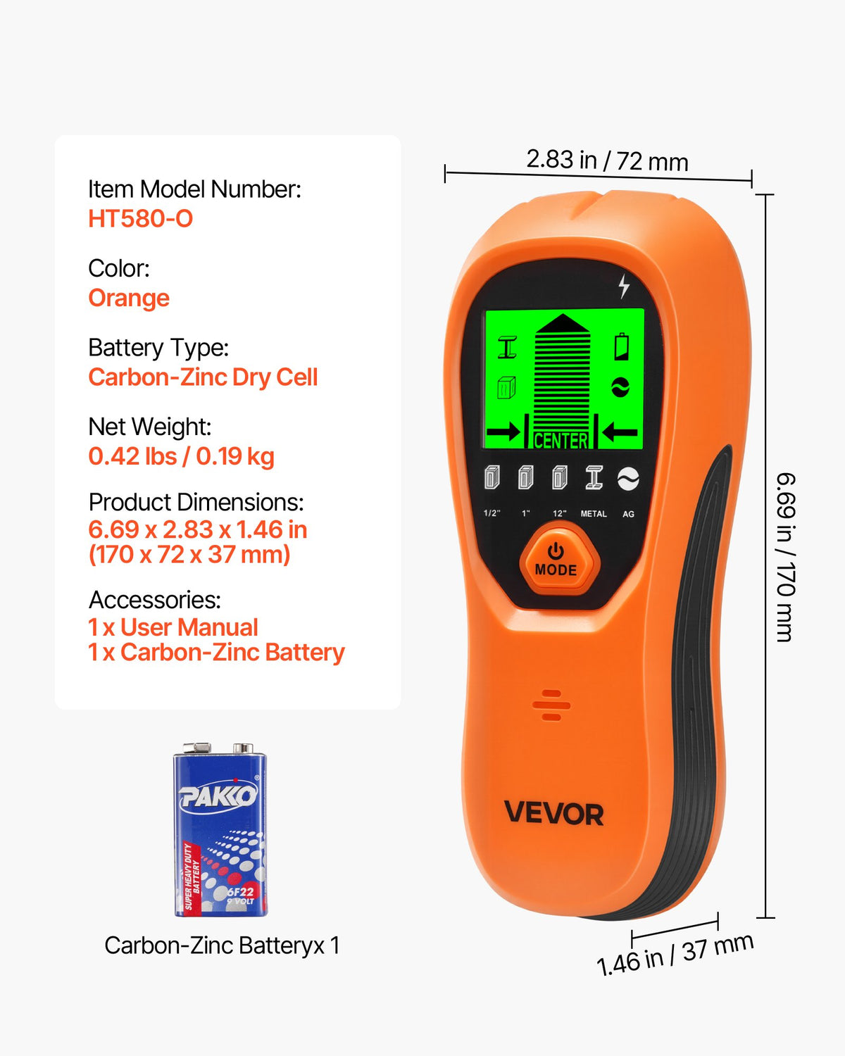 Stud Finder Wall Scanner, 5 in 1, Electronic Wall Stud Detector with Smart Sensor, High-Definition LCD V952-DPMTCQCS0000LG5VR001V9