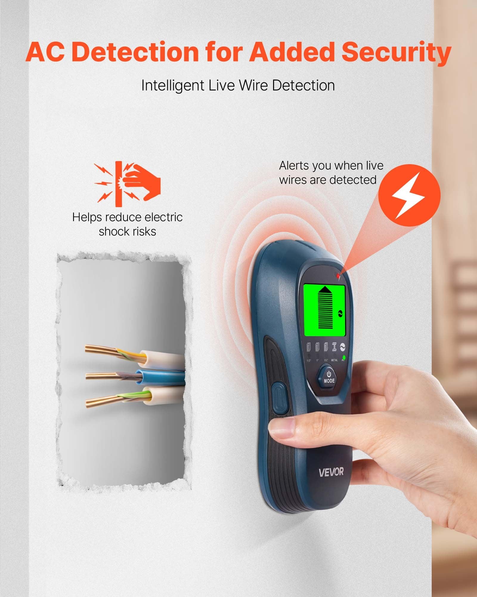 Stud Finder Wall Scanner, 5 in 1, Electronic Wall Stud Detector with Smart Sensor, High-Definition LCD V952-DPMTCQLS0000VZB7L001V9