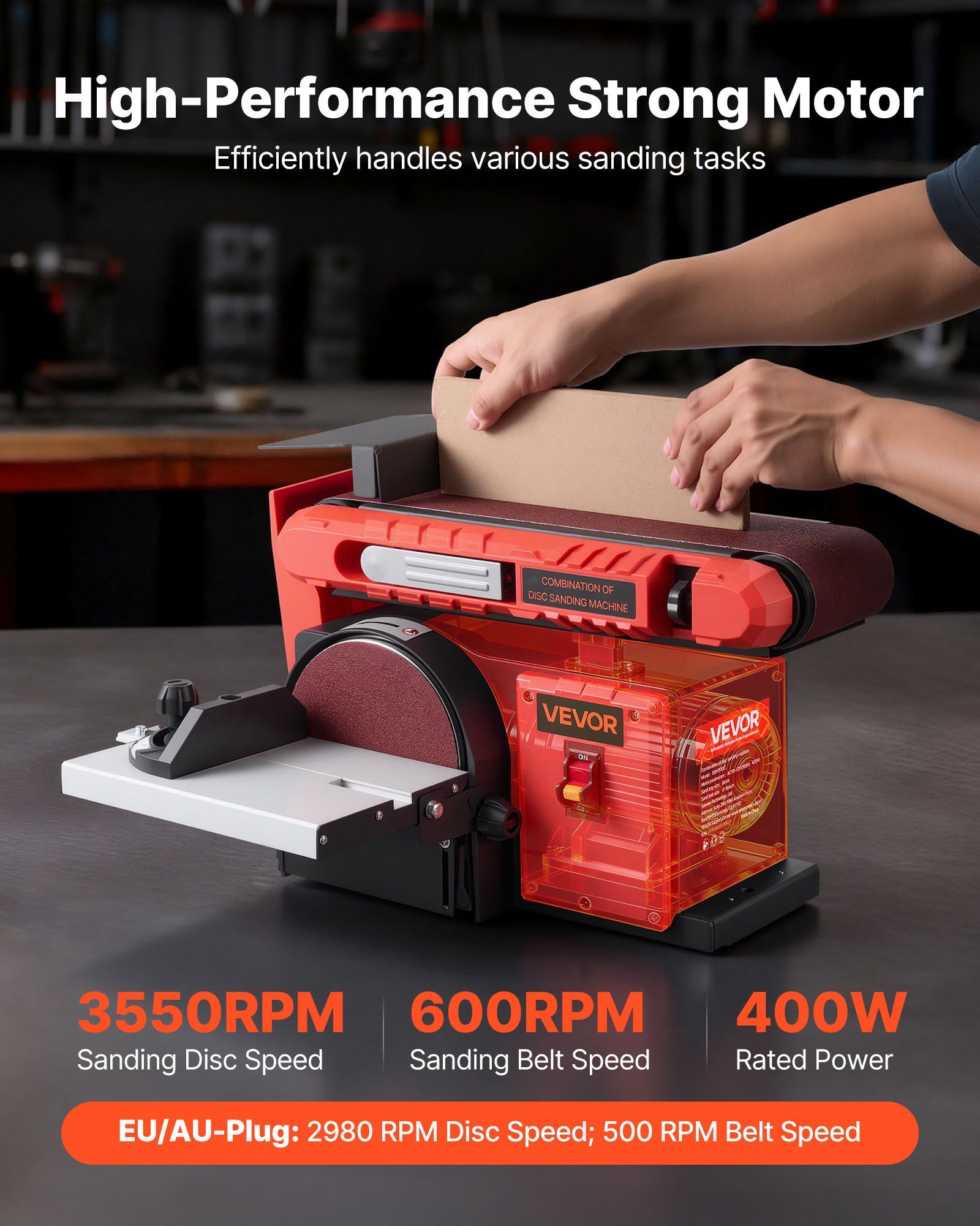 152.4mm Disc Sander & 101.6mm x 914.4mm Belt Sander, 400W Professional Belt Disc Sanders Combo with 0 - 45 V952-DPSGJZHYPHBX7MQ9F001V3