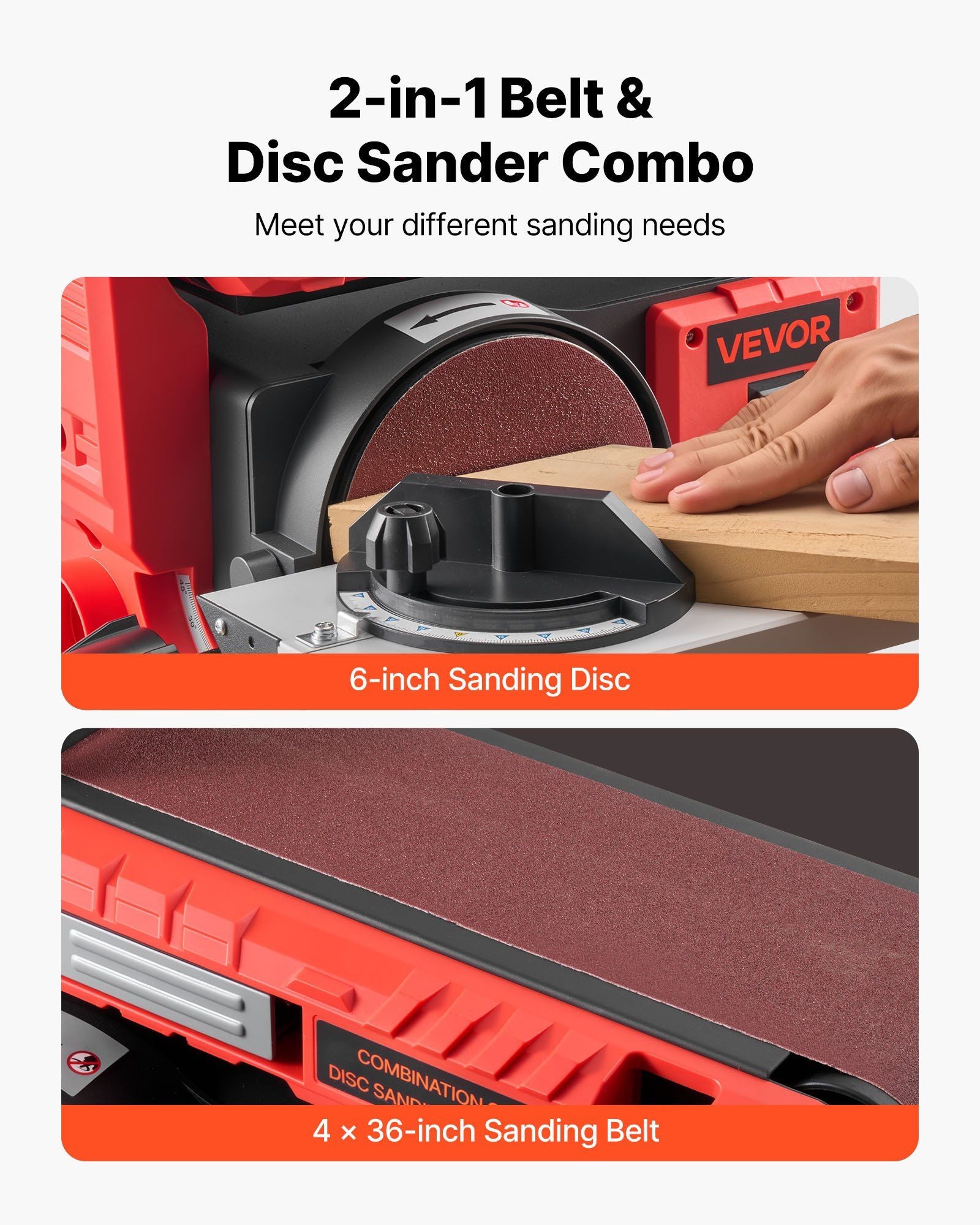 152.4mm Disc Sander & 101.6mm x 914.4mm Belt Sander, 400W Professional Belt Disc Sanders Combo with 0 - 45 V952-DPSGJZHYPHBX7MQ9F001V3