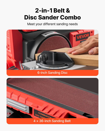 152.4mm Disc Sander & 101.6mm x 914.4mm Belt Sander, 400W Professional Belt Disc Sanders Combo with 0 - 45 V952-DPSGJZHYPHBX7MQ9F001V3