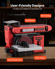 152.4mm Disc Sander & 101.6mm x 914.4mm Belt Sander, 400W Professional Belt Disc Sanders Combo with 0 - 45 V952-DPSGJZHYPHBX7MQ9F001V3