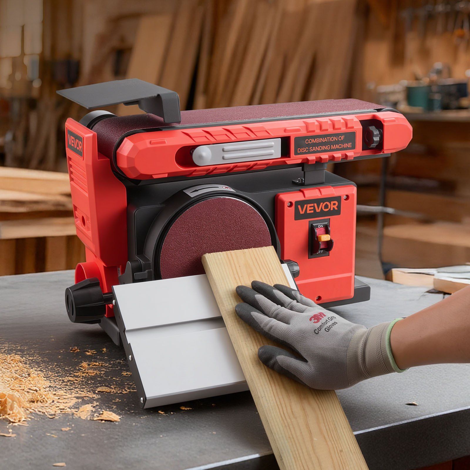 152.4mm Disc Sander & 101.6mm x 914.4mm Belt Sander, 400W Professional Belt Disc Sanders Combo with 0 - 45 V952-DPSGJZHYPHBX7MQ9F001V3