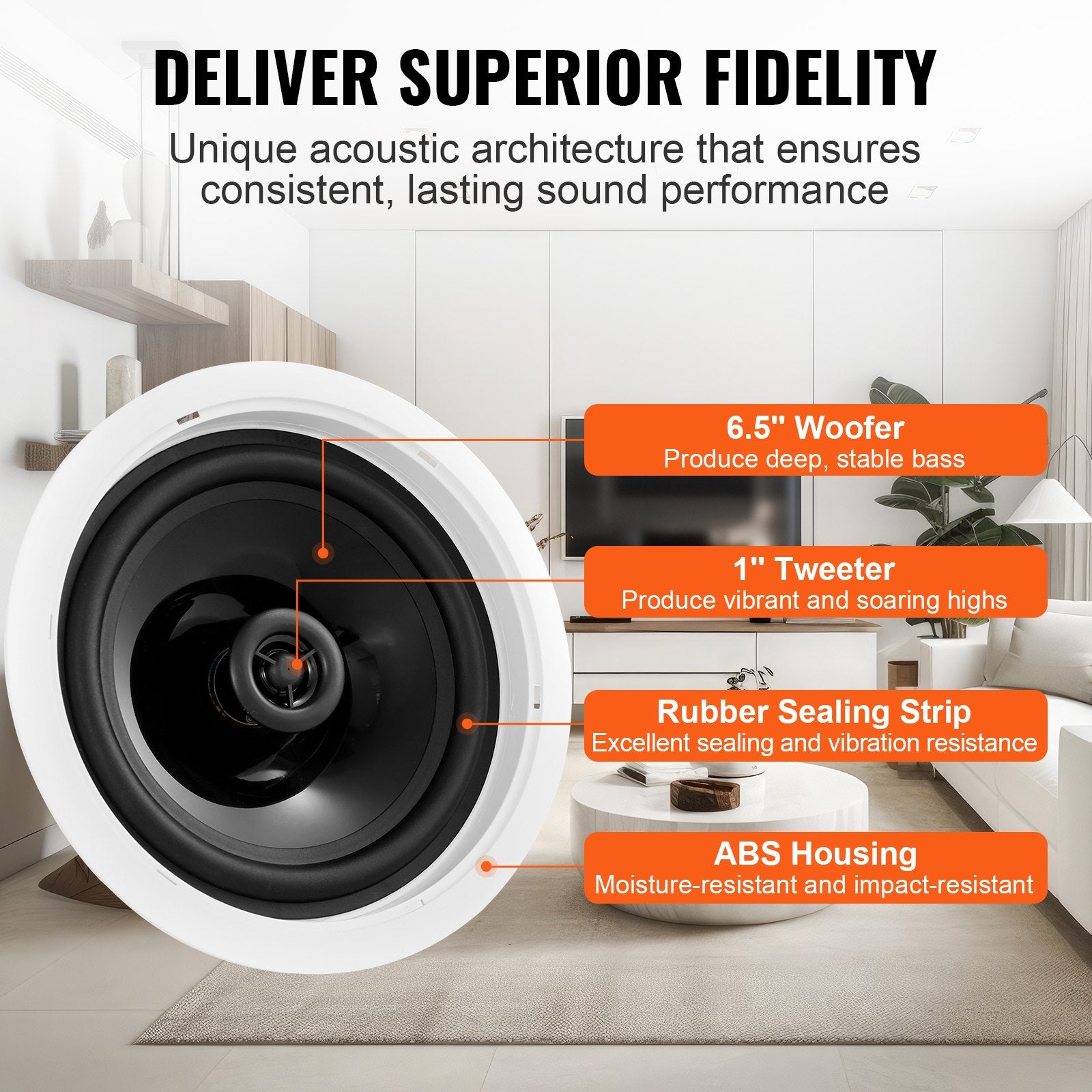 165.1 mm in Ceiling Speakers, 150-Watts, Flush Mount Ceiling & in-Wall Speakers System with 8ohmImpedance V952-DPXDYSQ65YCYICQLKV9