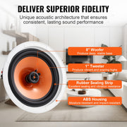 4 PCs 203.2 mm in Ceiling Speakers, 100-Watts, Flush Mount Ceiling & in-Wall Speakers System with V952-DPXDYSQ8YCSZTSBN5V9
