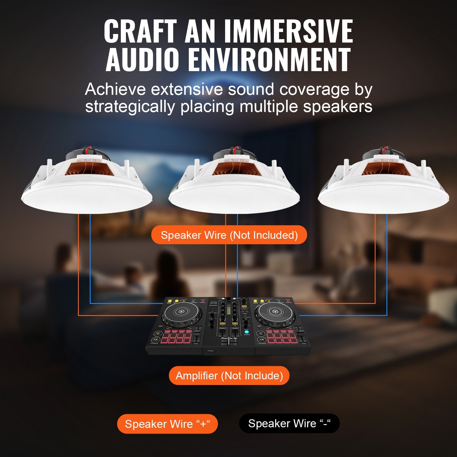 4 PCs 203.2 mm in Ceiling Speakers, 100-Watts, Flush Mount Ceiling & in-Wall Speakers System with V952-DPXDYSQ8YCSZTSBN5V9
