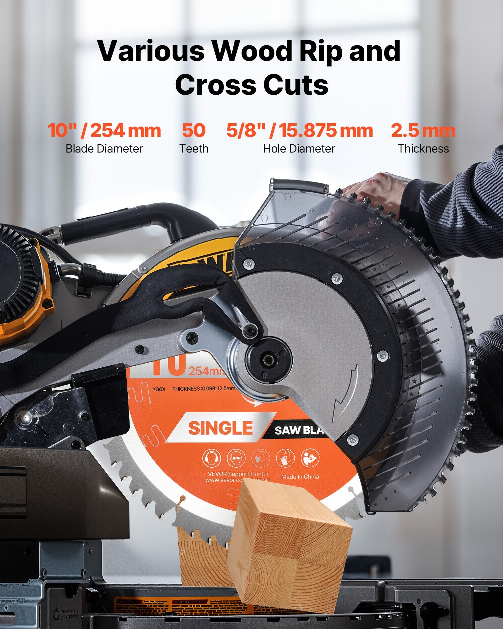 Circular Saw Blade, 254 mm Diameter, 50 Sharp Alloy Teeth, 15.875 mm Arbor, Fine Finish, Wood Cutting Blade V952-DPYJPDPQMZP2APV6I001V0