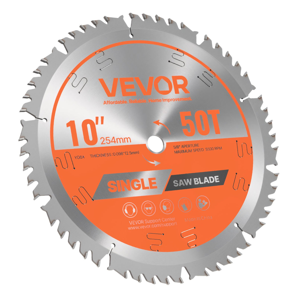Circular Saw Blade, 254 mm Diameter, 50 Sharp Alloy Teeth, 15.875 mm Arbor, Fine Finish, Wood Cutting Blade V952-DPYJPDPQMZP2APV6I001V0