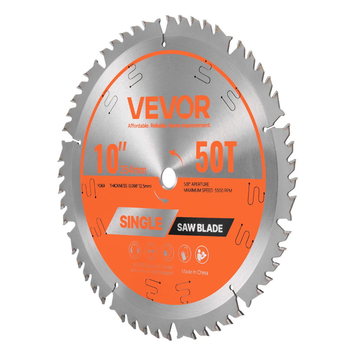 Circular Saw Blade, 254 mm Diameter, 50 Sharp Alloy Teeth, 15.875 mm Arbor, Fine Finish, Wood Cutting Blade V952-DPYJPDPQMZP2APV6I001V0