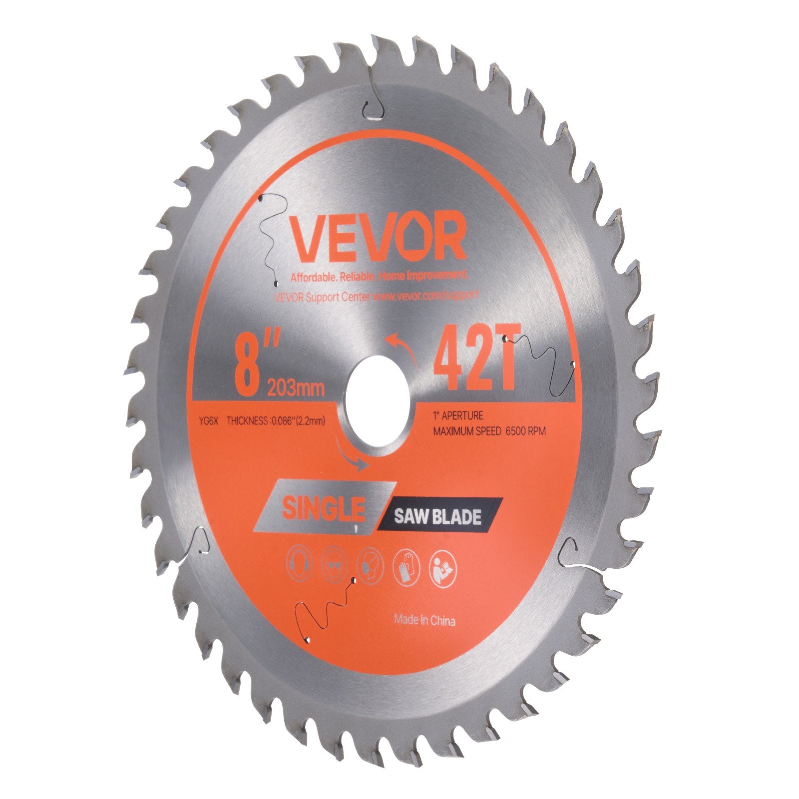 Circular Saw Blade, 203 mm Diameter, 42 Sharp Alloy Teeth, 25.4mm Arbor, Fine Finish, Wood Cutting Blade for V952-DPYJPDPQMZP2PIFMS001V0