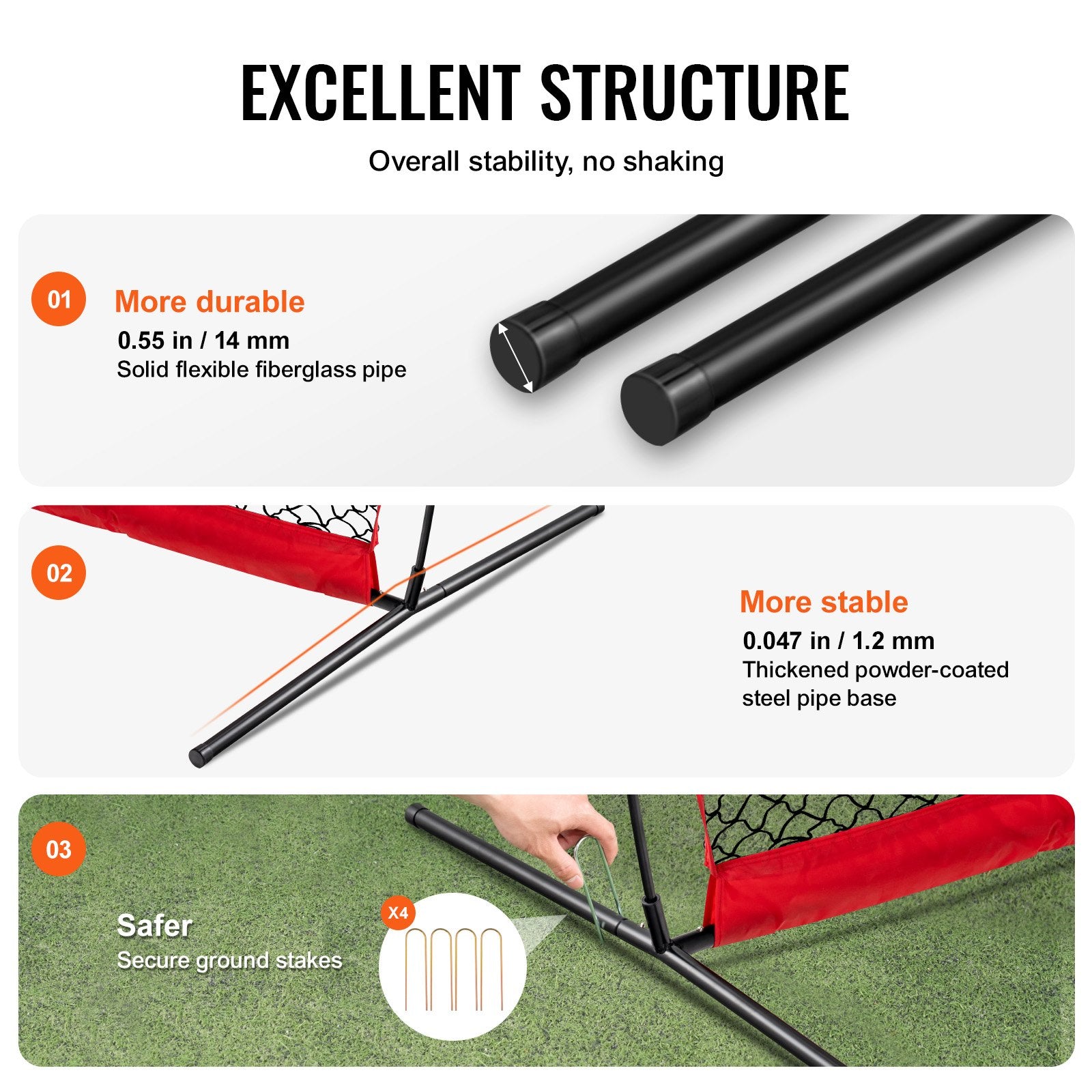 Barricade Backstop Net, 12x9 ft Ball Sports Barrier Netting, Portable Practice Equipment with Carry Bag, V952-DQW129YC0000YT8NIV0