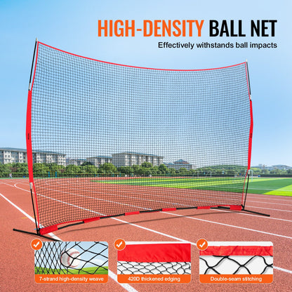 Barricade Backstop Net, 16x10 ft Ball Sports Barrier Netting, Portable Practice Equipment with Carry Bag, V952-DQW1610YC000DU462V0