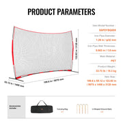 Barricade Backstop Net, 16x10 ft Ball Sports Barrier Netting, Portable Practice Equipment with Carry Bag, V952-DQW1610YC000DU462V0