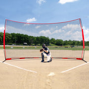 Barricade Backstop Net, 16x10 ft Ball Sports Barrier Netting, Portable Practice Equipment with Carry Bag, V952-DQW1610YC000DU462V0