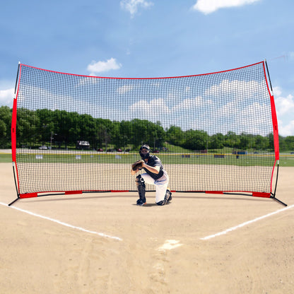 Barricade Backstop Net, 16x10 ft Ball Sports Barrier Netting, Portable Practice Equipment with Carry Bag, V952-DQW1610YC000DU462V0