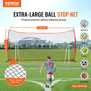 Barricade Backstop Net, 20x10 ft Ball Sports Barrier Netting, Portable Practice Equipment with Carry Bag, V952-DQW2010YC000EHXS0V0