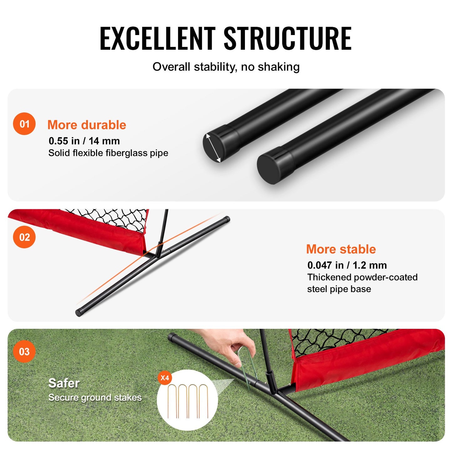 Barricade Backstop Net, 20x10 ft Ball Sports Barrier Netting, Portable Practice Equipment with Carry Bag, V952-DQW2010YC000EHXS0V0