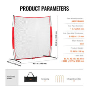 Barricade Backstop Net, 7x7 ft Ball Sports Barrier Netting, Portable Practice Equipment with Carry Bag, V952-DQW77YC00000P85CUV0