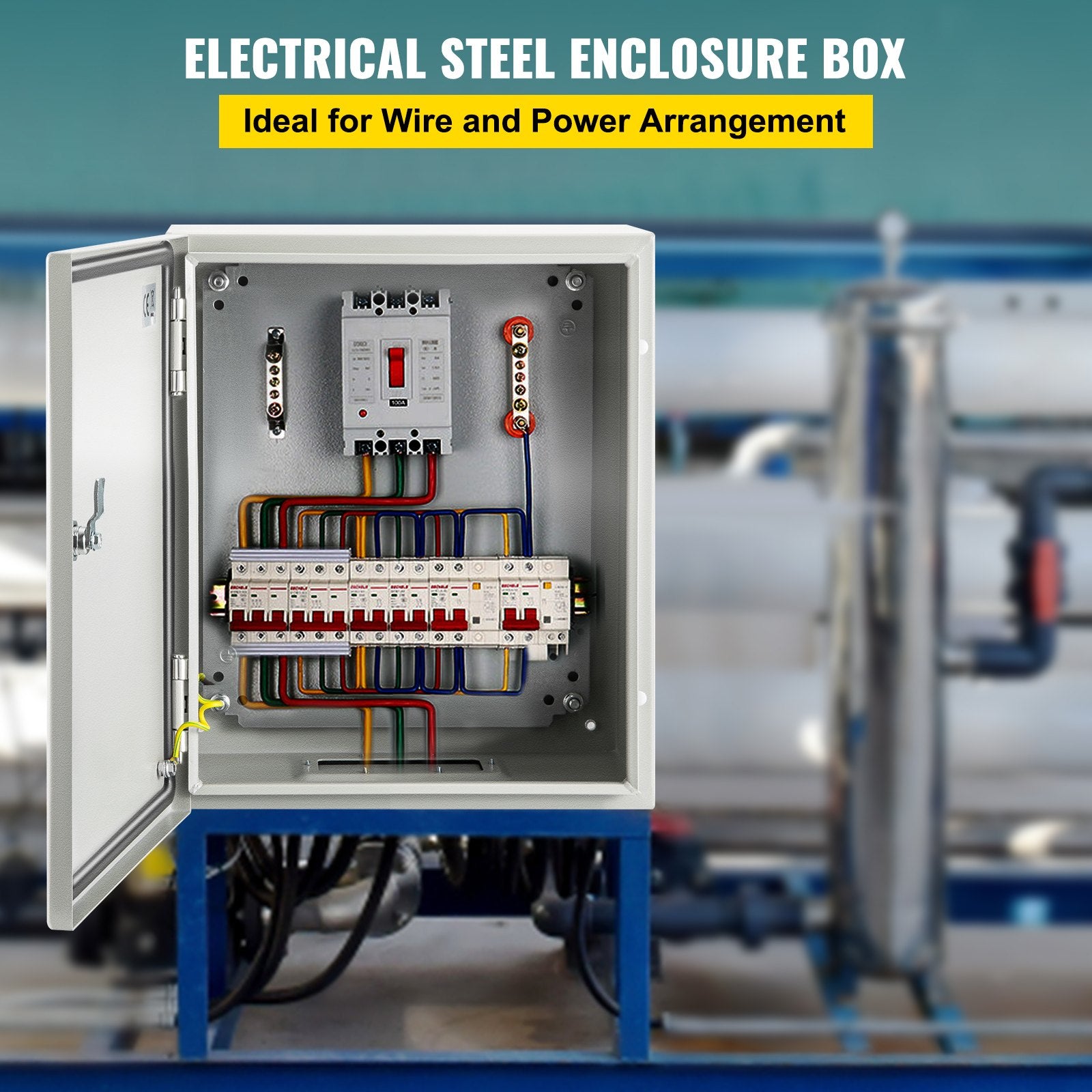NEMA Steel Enclosure, 25 x 20 x 15 cm NEMA 4X Steel Electrical Box, IP66 Waterproof & Dustproof, V952-DQXJSTCFS25X20X15V0