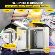 NEMA Steel Enclosure, 25 x 20 x 15 cm NEMA 4X Steel Electrical Box, IP66 Waterproof & Dustproof, V952-DQXJSTCFS25X20X15V0