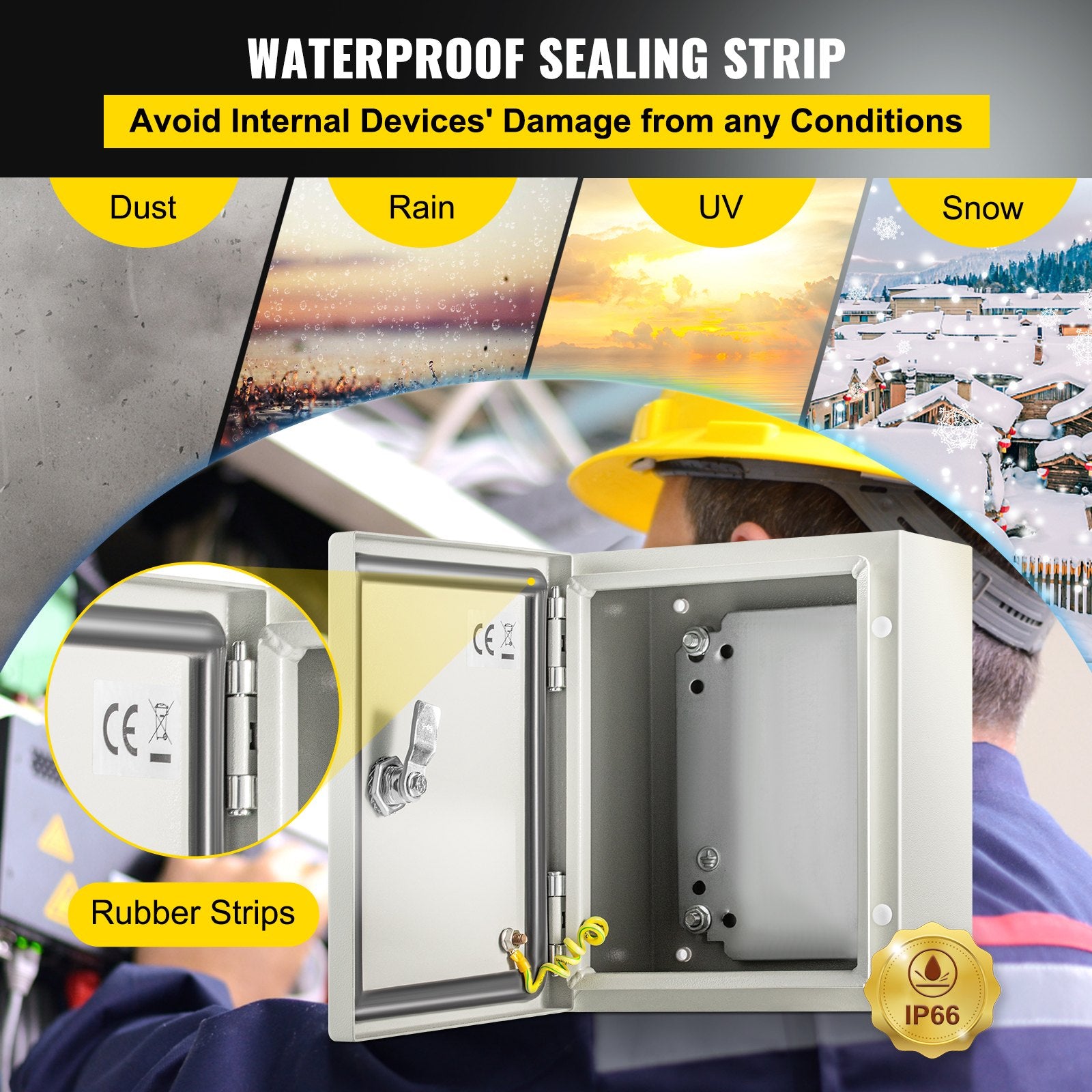 NEMA Steel Enclosure, 25 x 20 x 15 cm NEMA 4X Steel Electrical Box, IP66 Waterproof & Dustproof, V952-DQXJSTCFS25X20X15V0