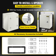 NEMA Steel Enclosure, 25 x 20 x 15 cm NEMA 4X Steel Electrical Box, IP66 Waterproof & Dustproof, V952-DQXJSTCFS25X20X15V0