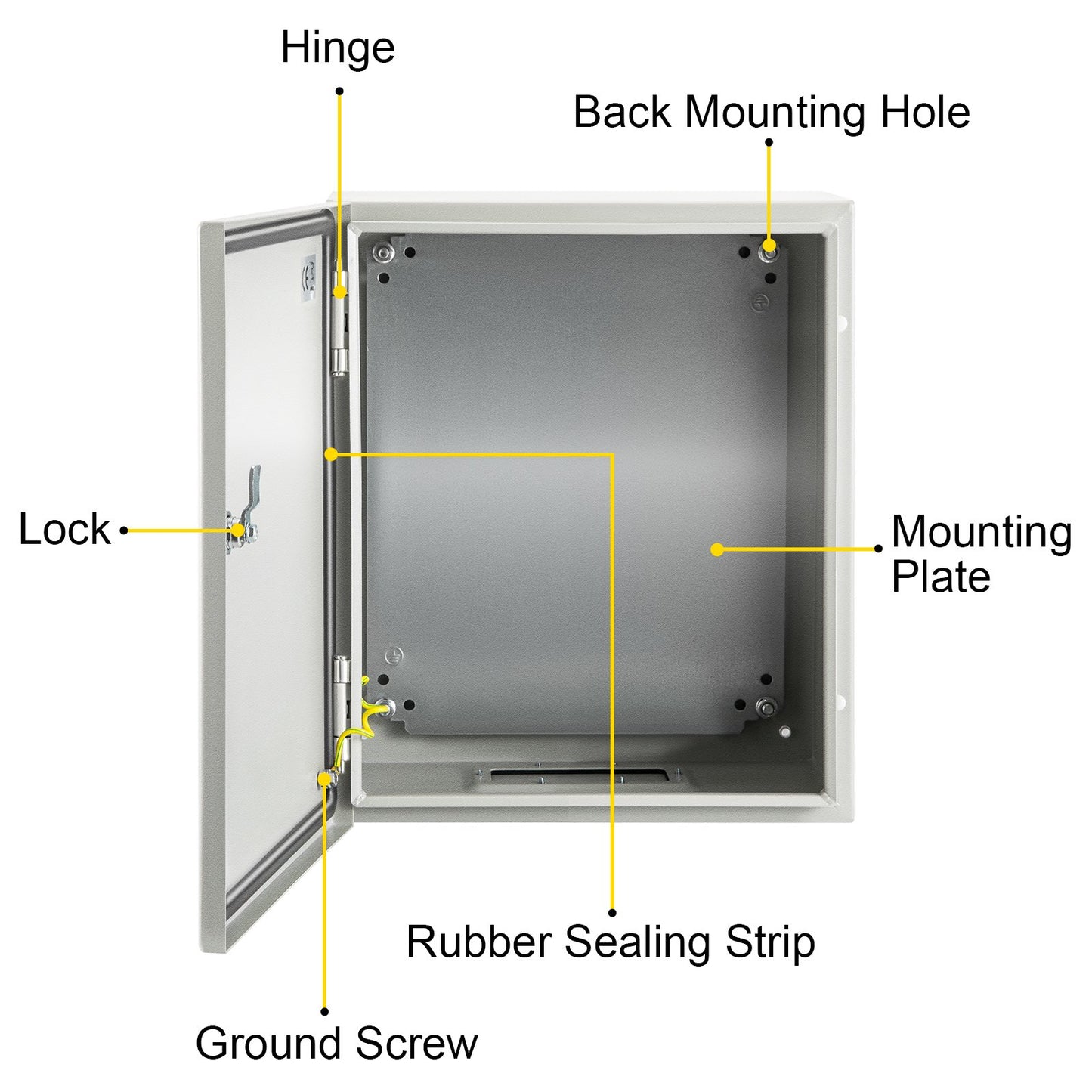 NEMA Steel Enclosure, 25 x 20 x 15 cm NEMA 4X Steel Electrical Box, IP66 Waterproof & Dustproof, V952-DQXJSTCFS25X20X15V0