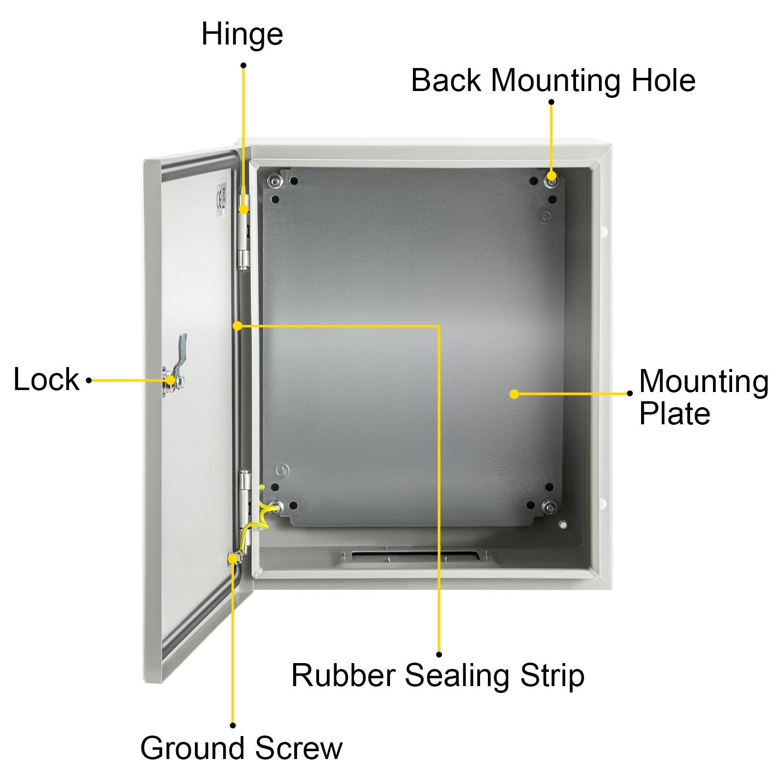 NEMA Steel Enclosure, 25 x 20 x 15 cm NEMA 4X Steel Electrical Box, IP66 Waterproof & Dustproof, V952-DQXJSTCFS25X20X15V0